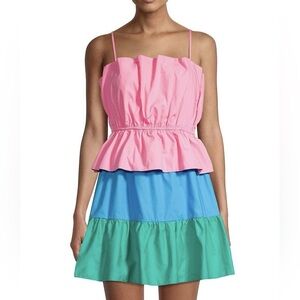 Milly Nina Tiered Colorblock Mini Dress